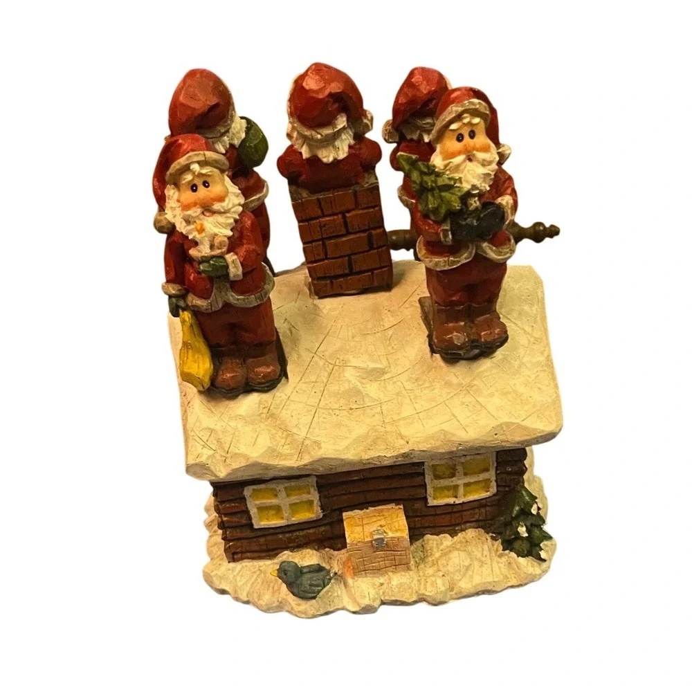 Christmas Santa Spreader Set with Cabin Display Base 5 Piece Holiday Decor